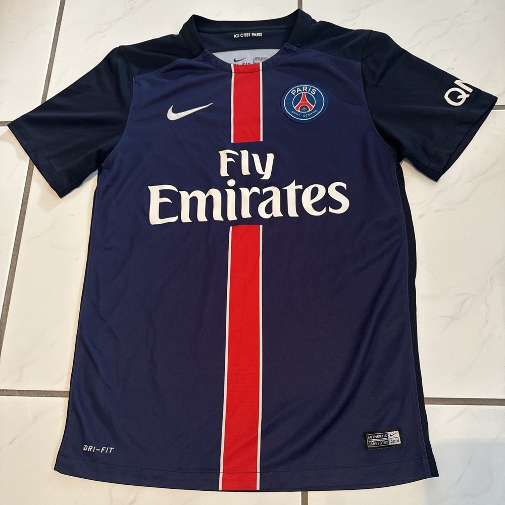 NIKE PARIS SAINT-GERMAIN 2015-16 HOME FOOTBALL PSG JERSEY 658907-411 MEN 18x26.5